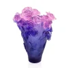 Vase magnum rose passion bleu rose Daum