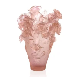 Vase magnum rose passion Daum