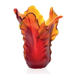 Vase magnum tulipe ambre foncé daum