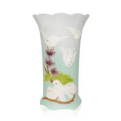 Vase mesanges barbotine