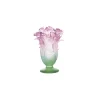 Vase petit modèle vert et rose Roses Daum