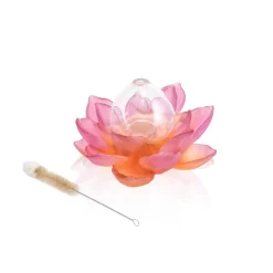 Vase soliflore ambre rose Jardin de lotus Daum