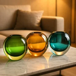 Vase Tao cristal contemporain vert