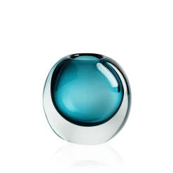 Vase Tao cristal contemporain turquoise
