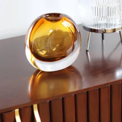 Vase Tao cristal contemporain orange