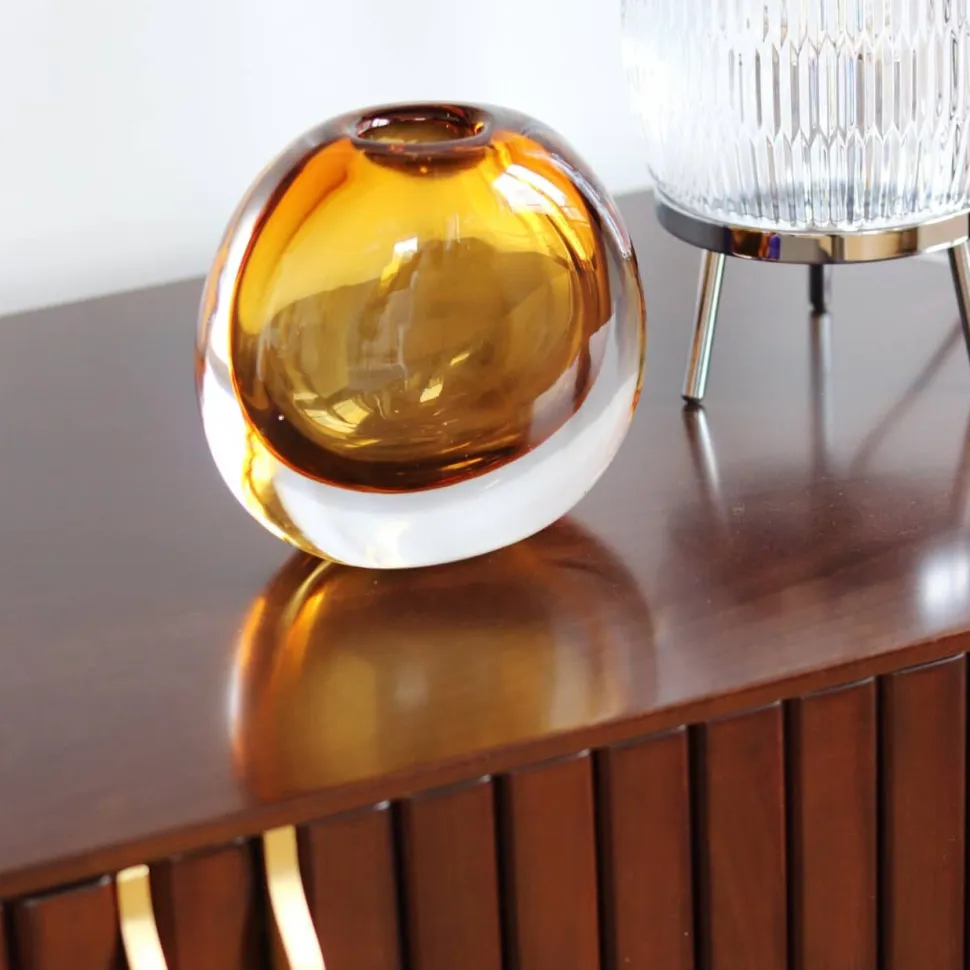 Vase Tao cristal contemporain orange