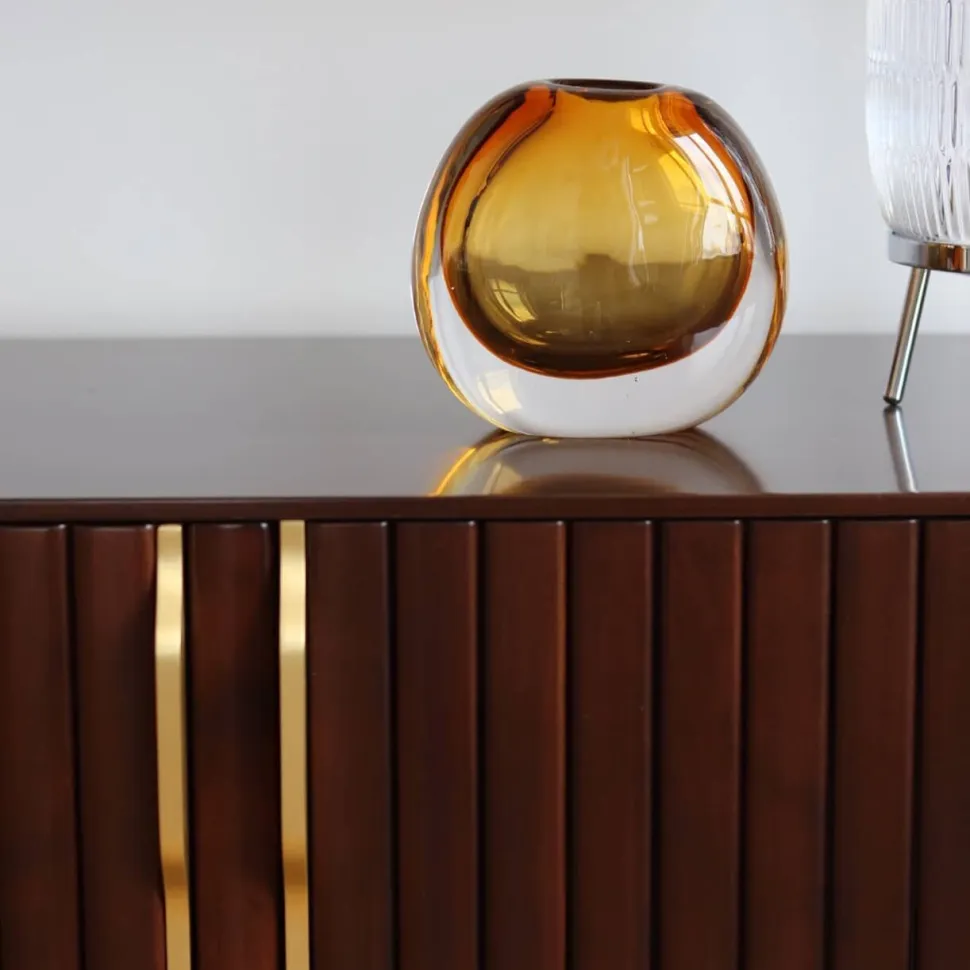 Vase Tao cristal contemporain orange