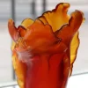 Vase tulipe ambre foncé daum