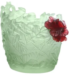 Vase vert rouge hibiscus daum