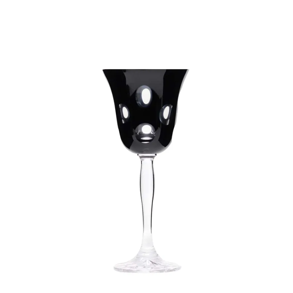 Verre vin cristal noir pastille